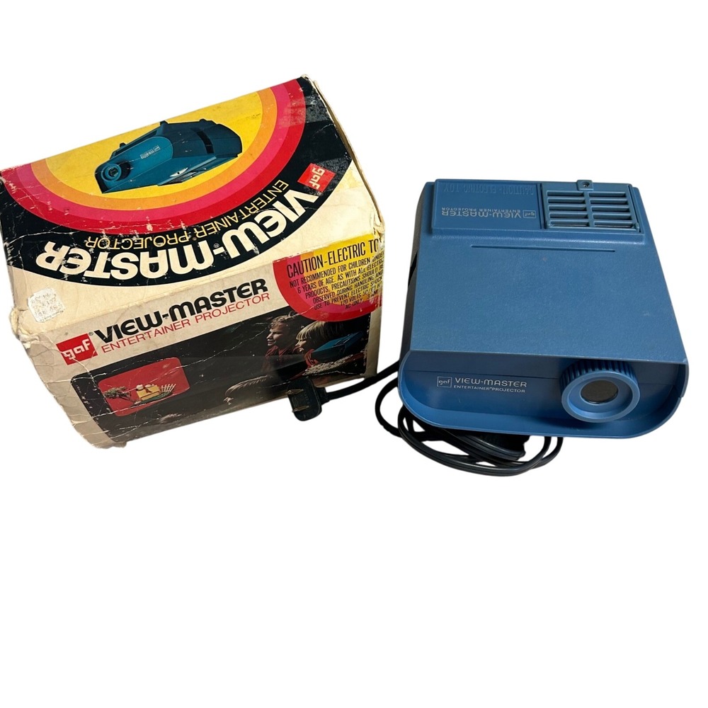 Vintage GAF View-Master Entertainer Projector Blue 2423 with Original 1969 Box